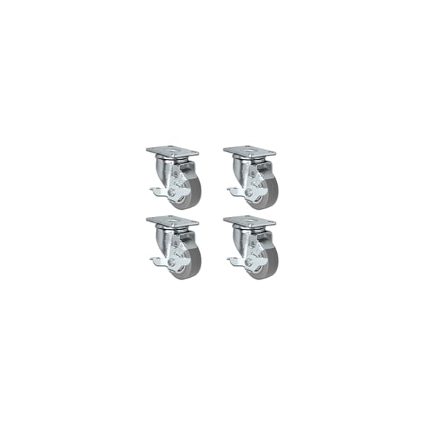 3"x1.25" Thermo Plastic Rubber Caster, All Swivel Locking, PK4